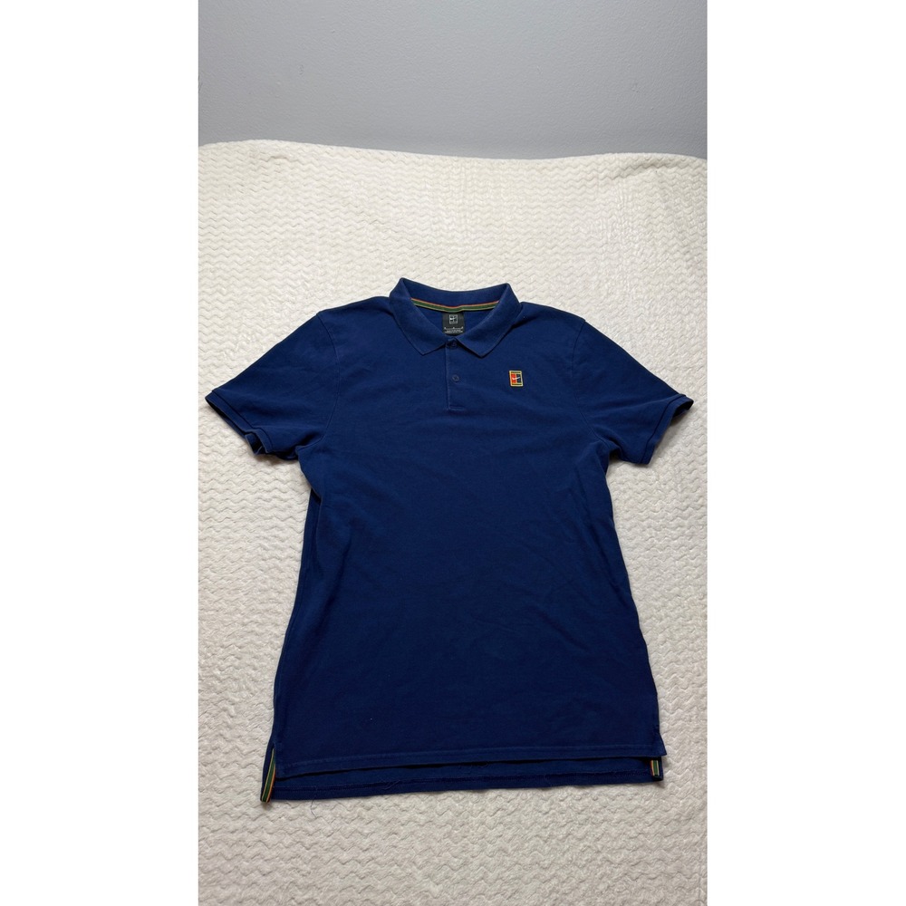 Vintage Nike Court Heritage Polo Shirt Royal Blue Tennis Logo Short Sleeve Mens